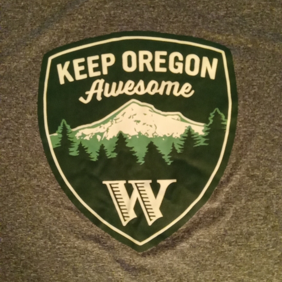 Keep Oregon Awesome Graphic Print Ringer Tee Shirt Sz Large Mens - Picture 3 of 5